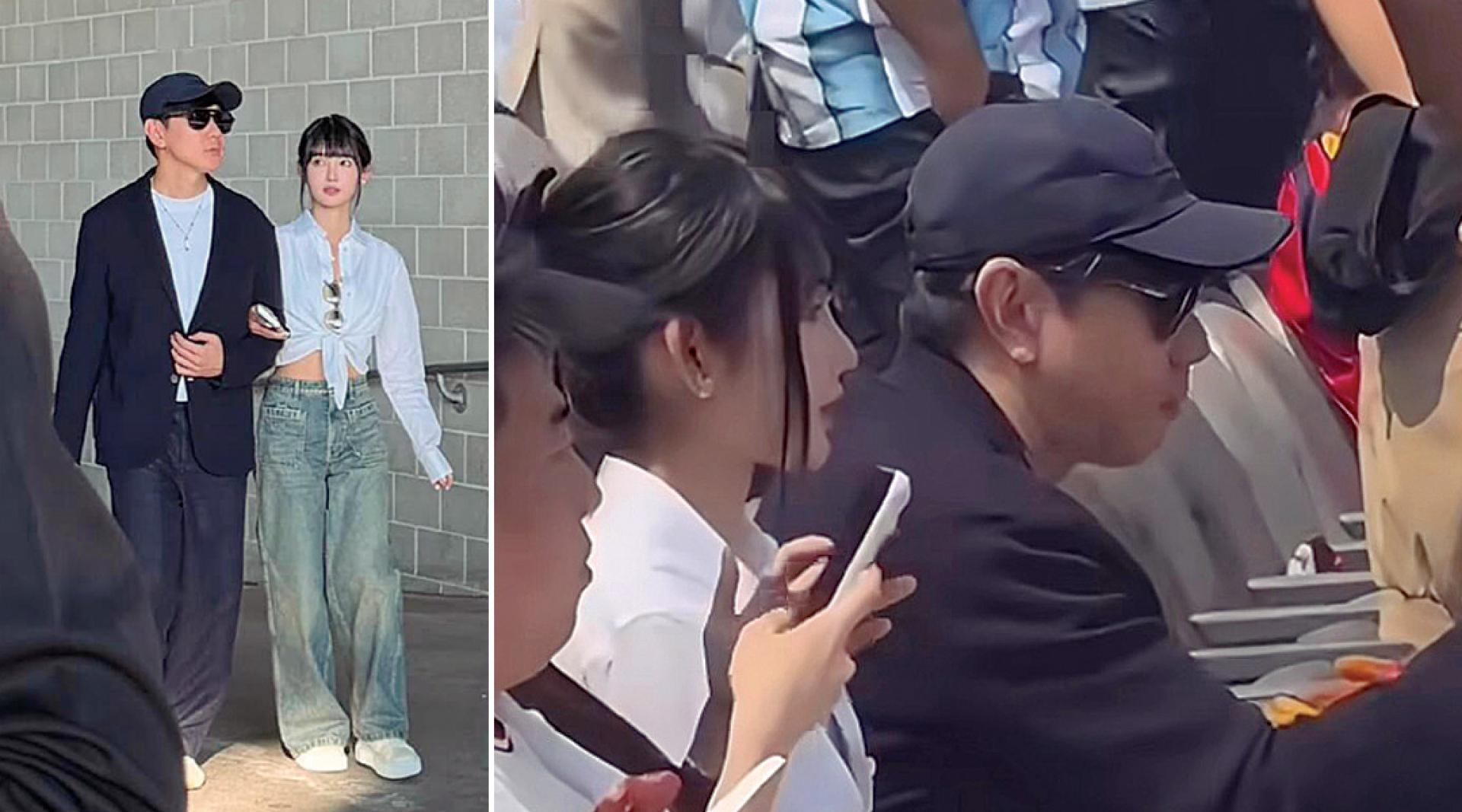 林俊杰与女友七七大放闪光观看世界杯。