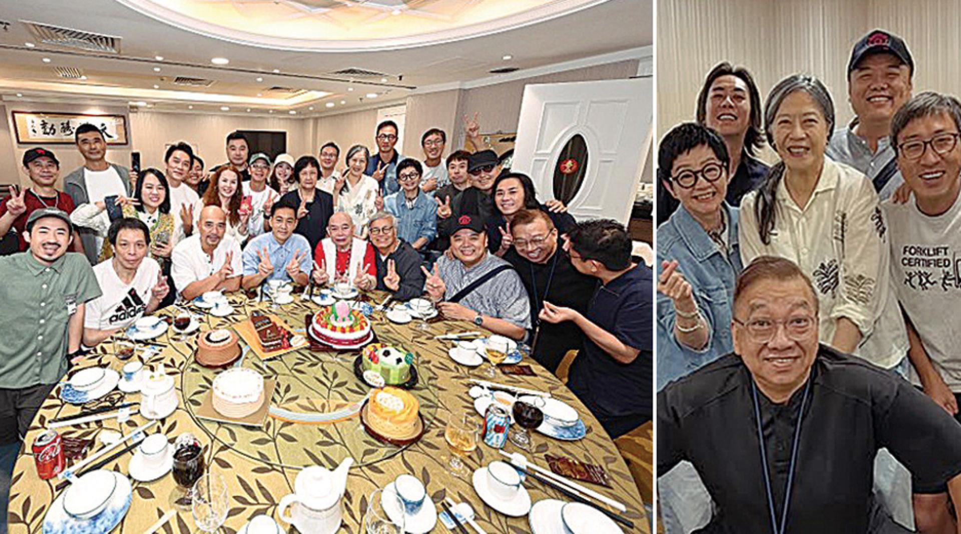 （左图）《少林足球》团队在田启文召集下久违聚会；（右图）周文姬（中）也有到场。